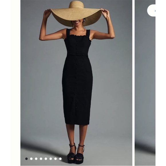 Anthropologie Dresses & Skirts - NWT Anthropologie Linden Slim Square-Neck Black Bodycon Midi Dress Size Small